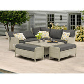 Dove Grey Rattan Reclining Corner Sofa with Square Dual Height Tablegarden